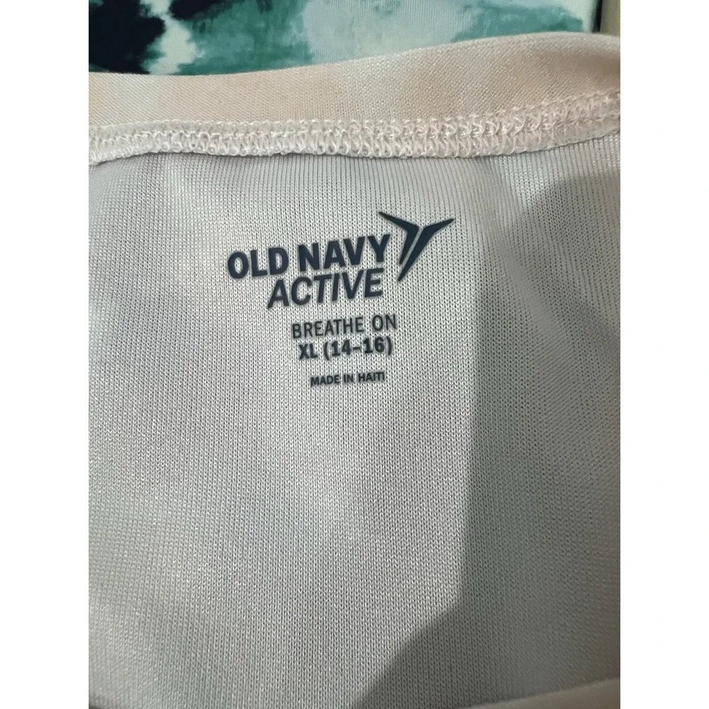 Old Navy Active Girls XL 14-16 Breathe On Tie Dye Cropped Short Sleeve Tee Peach